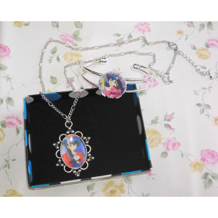 Maison Ikkoku めぞん一刻 Kyoko Otonashi anime Cabochon Necklace and Bracelet Set